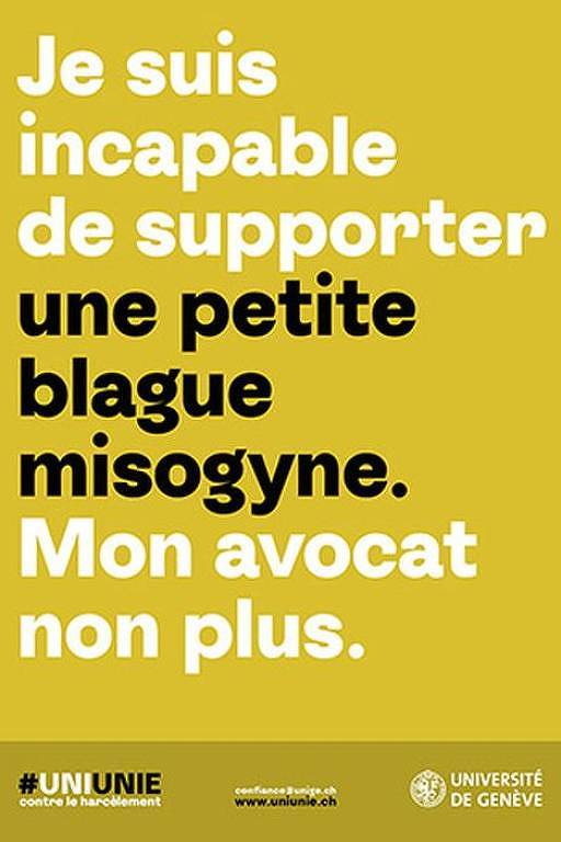 "Eu não consigo suportar brincadeirinhas misóginas. Meu advogado também não."