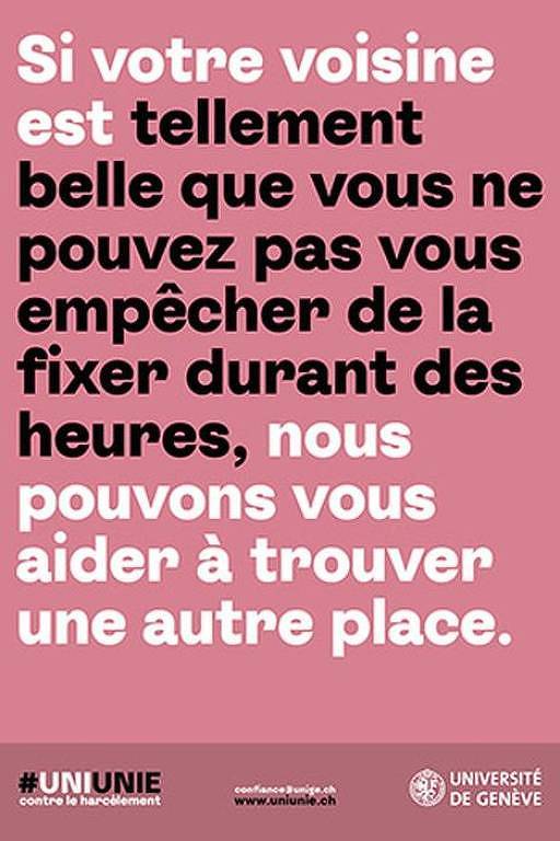 "Se sua colega é tão bonita que você não consegue parar de olhar fixamente para ela por horas, nós podemos te ajudar a encontrar outro lugar."