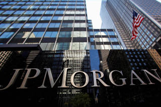 FILE PHOTO: JP Morgan Chase & Co sign outside headquarters in New York