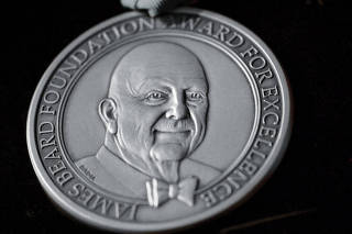 An undated photo of the James Beard Foundation medal