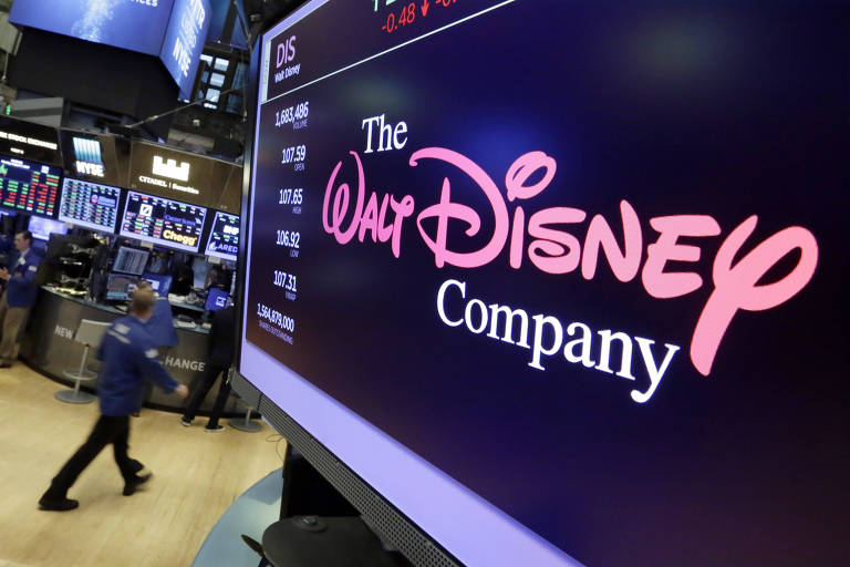 Logo da Walt Disney aparece em tela na Bolsa de Nova York