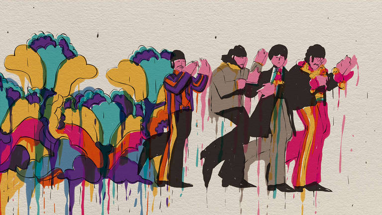 Ilustração em aquarela dos Beatles