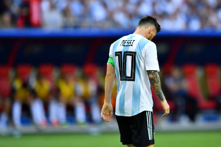 Messi durante a derrota da Argentina para a França por 4 a 3 nas oitavas de final da Copa do Mundo