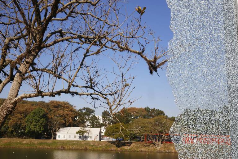 Segundo a Guarda, não é possível dizer que a peça foi depredada ou o se vidro quebrou devido ao impacto causado pelo fluxo de veículos na marginal