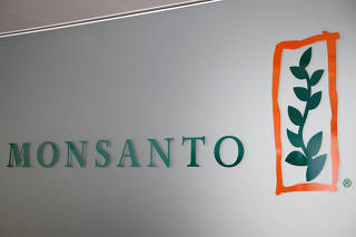 FILE PHOTO: A Monsanto logo is pictured in the company headquarters in Morges