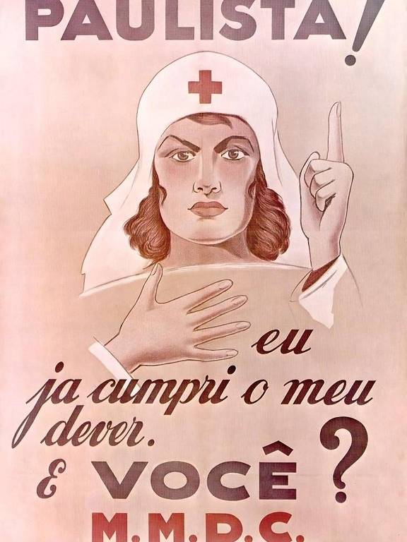 Cartaz chama mulheres paulistas para a RevoluÃ§Ã£o de 1932