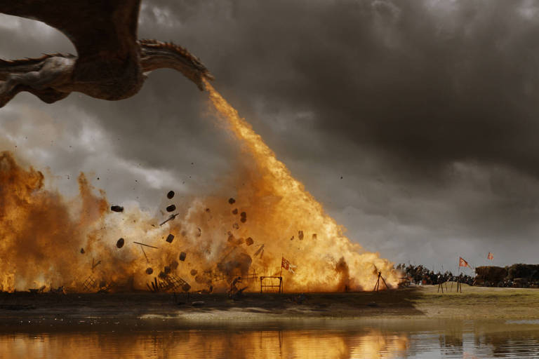 Drogon, um dos dragões de Daenerys Targaryen, faz um estrago na sétima temporada de ‘Game of Thrones’, da HBO Divulgação
