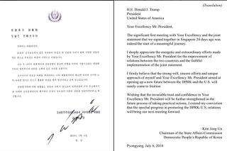 Trump releases 'very nice' letter from Kim Jong Un