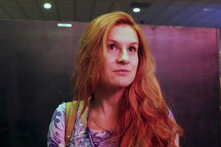 Accused Russian agent Maria Butina speaks to camera at 2015 FreedomFest conference in Las Vegas, Nevada