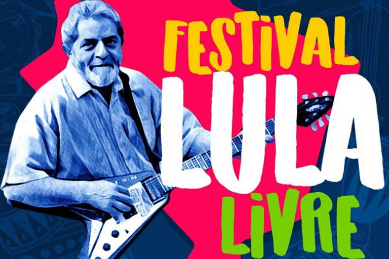 Pôster de divulgação do Festival Lula Livre, que reunirá mais de 40 artistas em shows nos Arcos da Lapa, no Rio de Janeiro, neste sábado (28/7), em defesa da libertação do ex-presidente Lula
