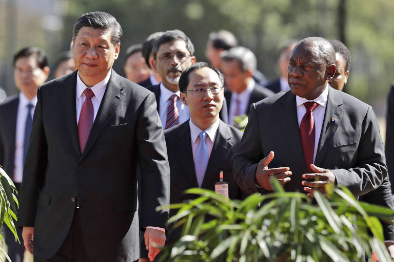 Presidente da China, Xi Jinping, e presidente da África do Sul, Cyril Ramaphosa