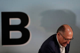 Geraldo Alckmin of the Brazilian Social Democracy Party (PSDB) is seen during a national convention of the Brazilian Labour Party, that declared support for his candidacy for the presidency of the republic, in Brasilia