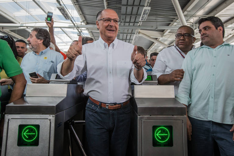 Geraldo Alckmin na inauguração da estação Guarulhos-Aeroporto da CPTM