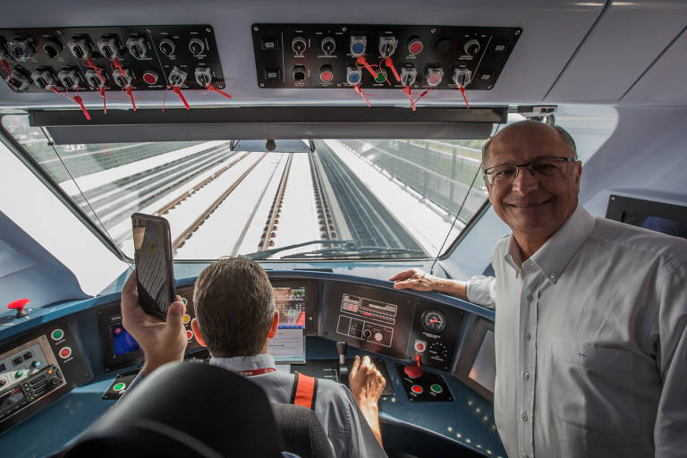 Geraldo Alckmin na inauguração da estação Guarulhos-Aeroporto da CPTM