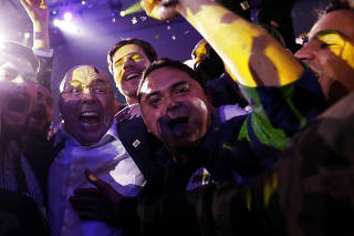 Meirelles, a candidate for the presidency of the Republic of Brazil, celebrates with supporters during the National Convention of the MDB in Brasilia