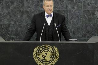 Toomas Hendrik Ilves, President of Estonia, addresses the 68th United Nations General Assembly at UN headquarters in New York