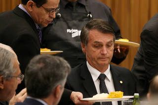 Federal deputy Bolsonaro a candidate for the Presidency of the Republic for the PSL attends a lunch with businessmen at the  FIRJAN HQ in Rio de Janeiro