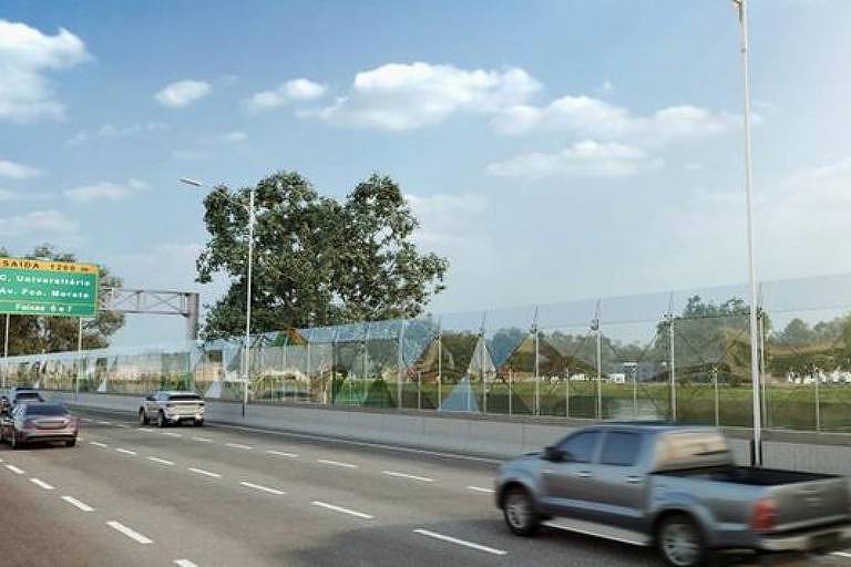 Projeto apresentado em 2017 de como deveria ficar a raia olímpica com o muro de vidro pronto