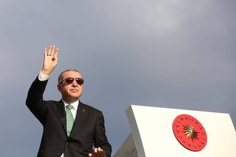 O presidente da Turquia Recep Tayyip Erdogan em Trabzon
