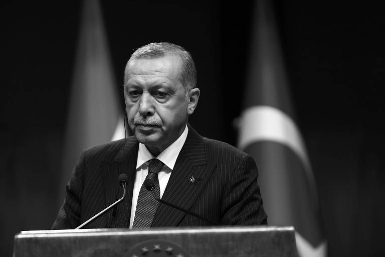 O presidente da Turquia, Recep Tayyip Erdogan, durante entrevista à imprensa em Ancara 