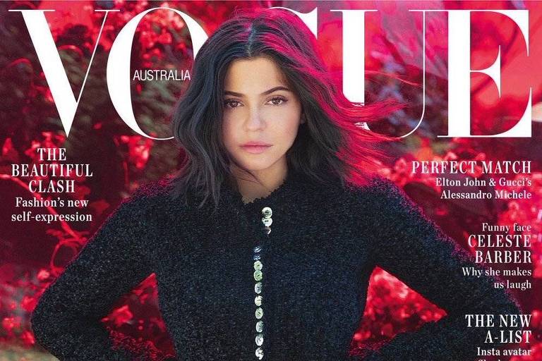 Kylie Jenner aparece sem maquiagem na capa da revista Vogue da Austrália
