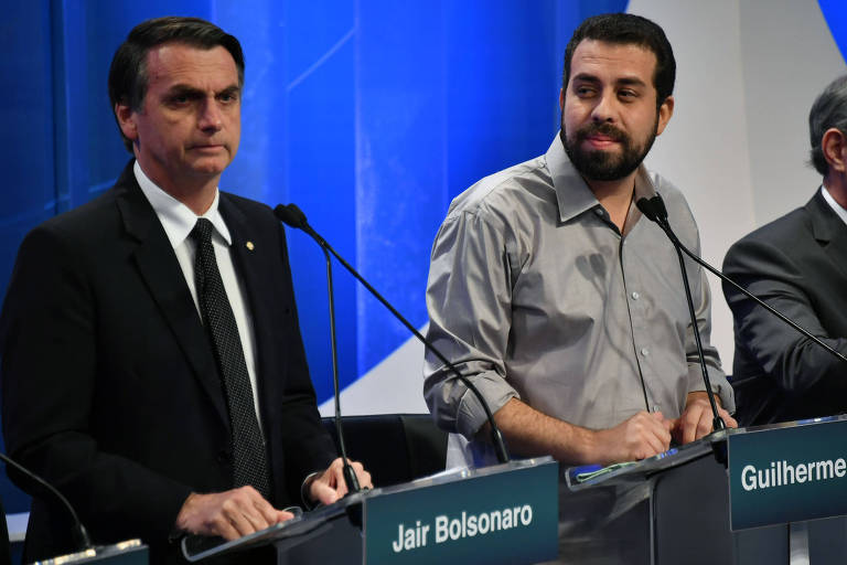 Jair Bolsonaro e Guilherme Boulos em debate nas eleições de 2018