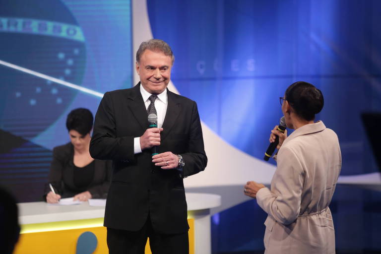 Candidato à Presidência Alvaro Dias (Podemos) e Marina Silva (Rede) trocam perguntas durante debate