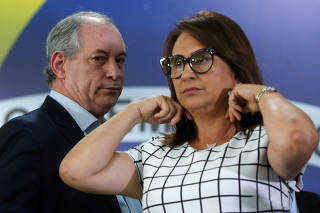 Gomes of the PDT and Senator Katia Abreu are seen during Abreu's announcement as VP candidate in Brasilia
