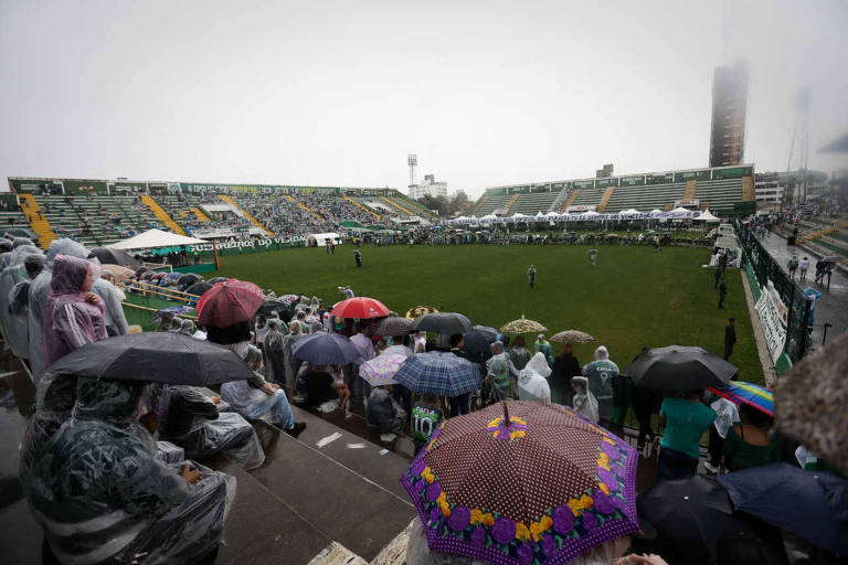 A Arena Condá, casa da Chapecoense, que recebeu em 2016 a homenagem às vítimas do acidente com o avião da equipe