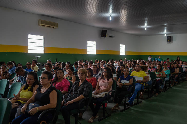Professores da rede municipal de ensino durante formação na cidade de Buriti (MA), que ocorreu nos dias 9 e 10 de agosto de 2018.