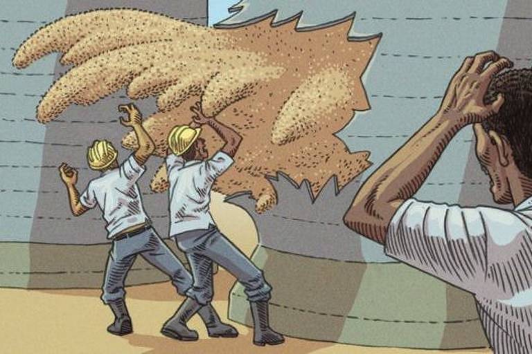 Quando massa de grãos está desnivelada no silos, deslocamentos podem soterrar trabalhadores em poucos segundos