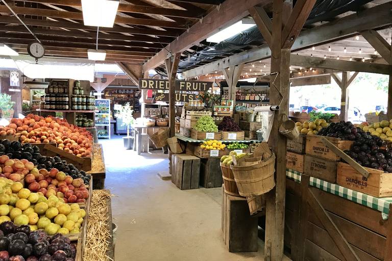 Loja de produtos orgânicos na fazenda Avila Barn, na Califórnia