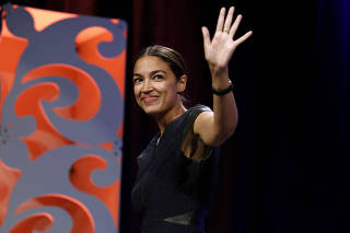 FILE PHOTO:    Alexandria Ocasio-Cortez speaks at the Netroots Nation annual conference for political progressives in New Orleans