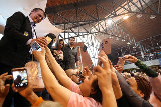 Presidential candidate Jair Bolsonaro attends a meeting with women in Porto Alegre