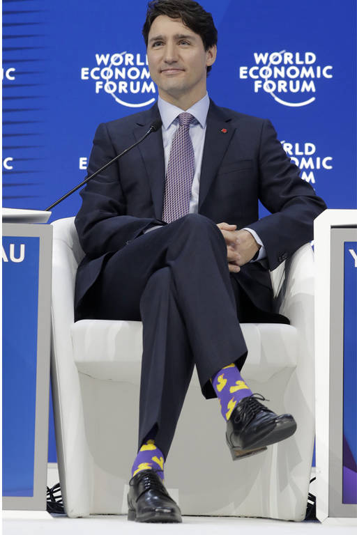 Justin Trudeau no 2018 World Economic Forum em Davos, Suíça.
