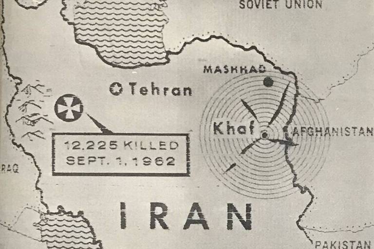 Mapa publicado na Folha mostra região do Irã afetada por terremoto