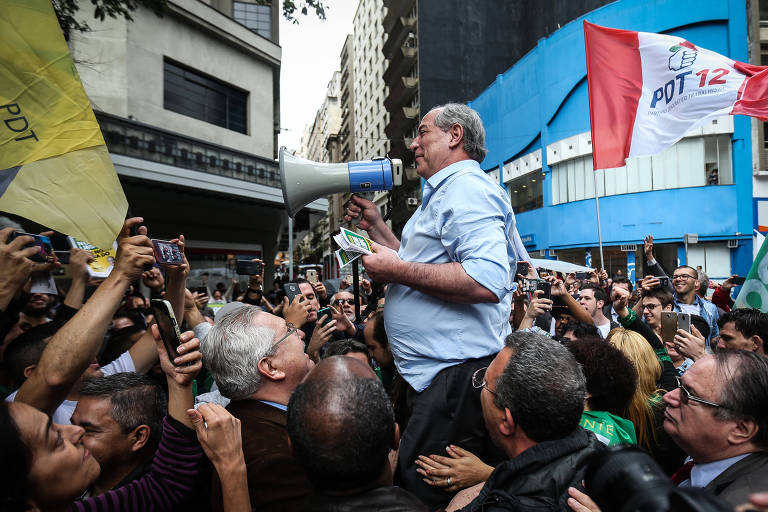 O candidato à Presidência da República Ciro Gomes (PDT) durante campanha eleitoral no centro de São Paulo