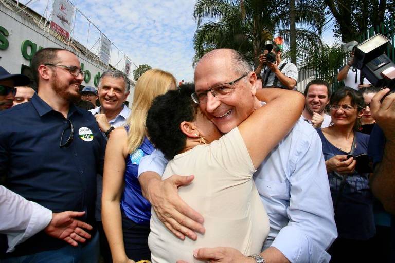 O candidato à Presidência da República Geraldo Alckimin (PSDB) participa de evento em São Bernardo do Campo com o candidato ao governo de São Paulo João Dória (PSDB)