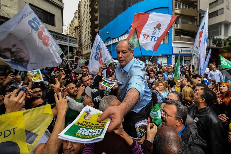O candidato à Presidência da República Ciro Gomes (PDT) durante campanha eleitoral no centro de São Paulo