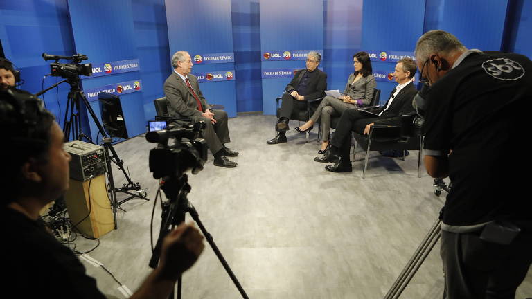 Ciro Gomes, candidato à Presidência pelo PDT participa de sabatina promovida por UOL, Folha de S. Paulo e SBT em São Paulo