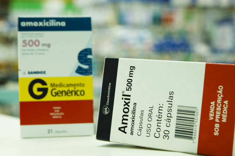 Caixas de remédios de amoxicilina