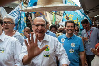 O presidenciável Geraldo Alckmin (PSDB) faz campanha no RJ