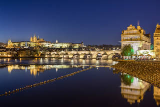 The Charles Bridge and Prague Castle in the Czech Republic.