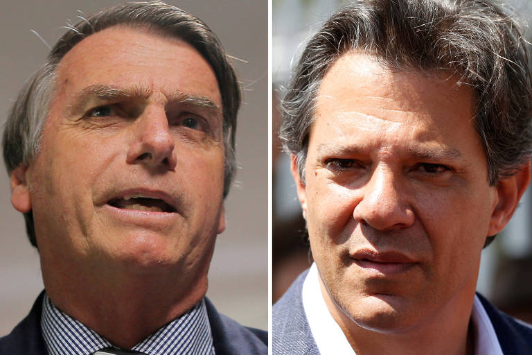 Jair Bolsonaro (PSL) e Fernando Haddad (PT), candidatos à Presidência da República 
