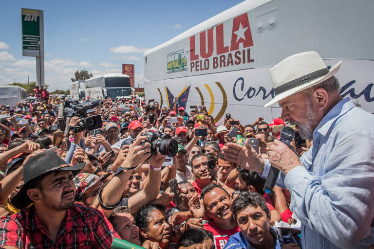 O ex-presidente Lula em Marcolândia (PI), durante caravana petista em 2017