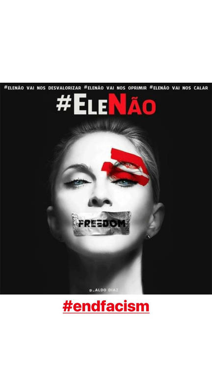 Madonna também publica foto e adere à campanha #EleNão: