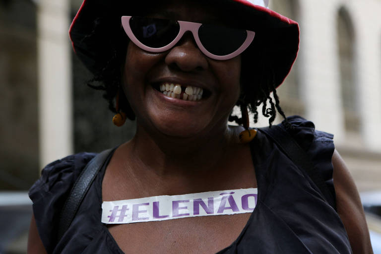 Mulher durante a manifestação 'Ele Não' contra o candidato à Presidência Jair Bolsonaro (PSL), no Rio de Janeiro