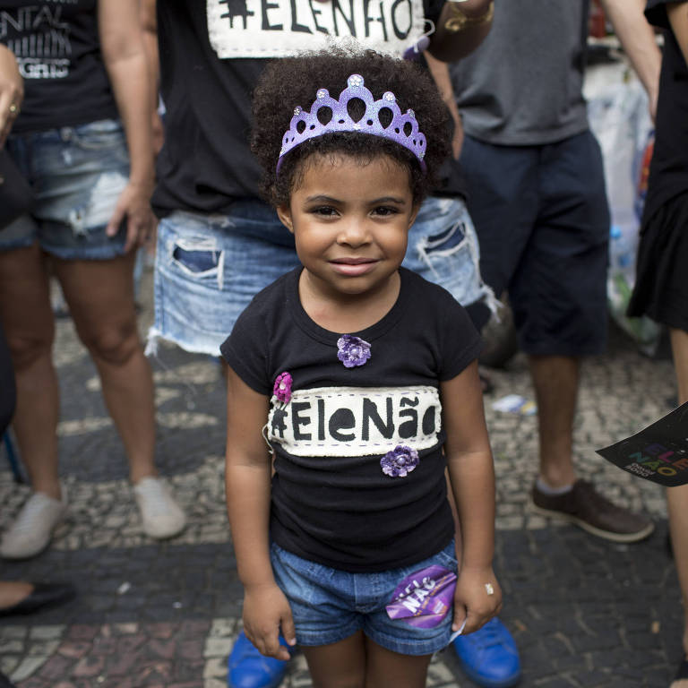 Criança durante a manifestação 'Ele Não' contra o candidato à Presidência Jair Bolsonaro (PSL), no Rio de Janeiro
