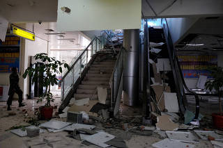 Damage caused by an earthquake is seen at Mutiara Sis Al Jufri Airport in Palu, Central Sulawesi