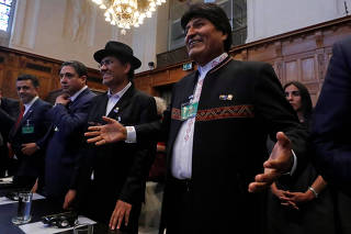 Bolivian President Evo Morales is seen at the International Court of Justice in The Hague